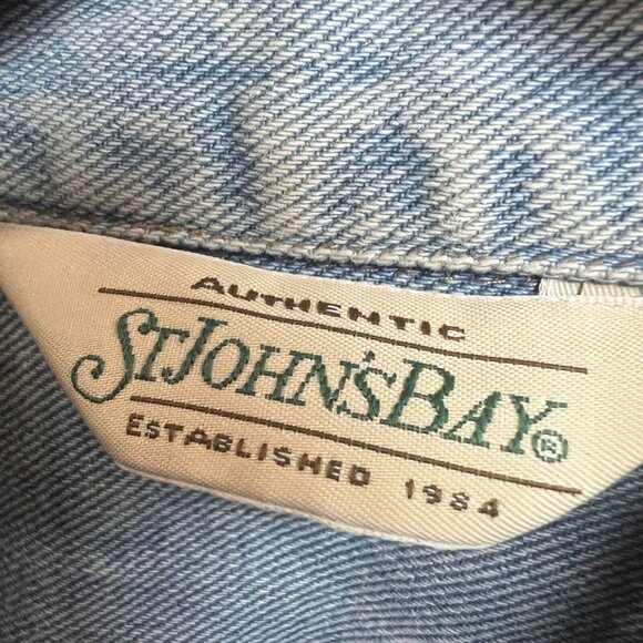 St John's Bay Jean Jacket Women PSmall Blue Light Wash Pockets Long Sleeve Denim - Picture 4 of 12